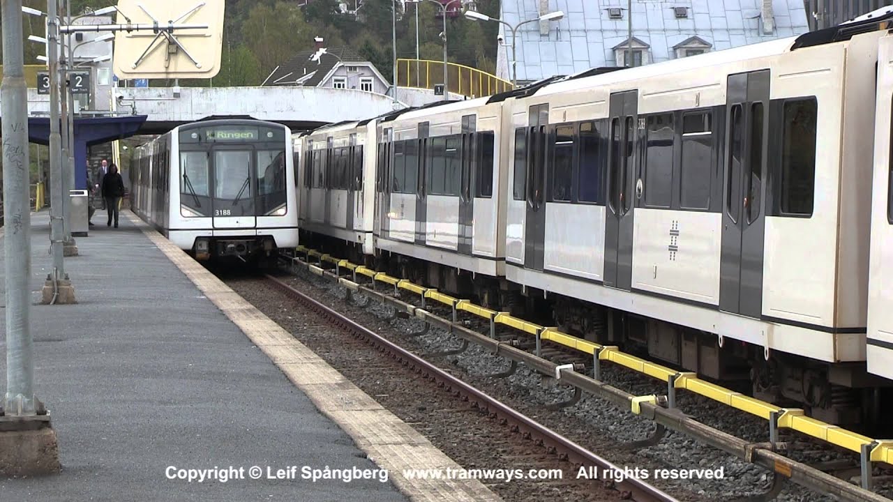 Oslo T-bane / Metro trains at Brynseng station, Oslo, Norway