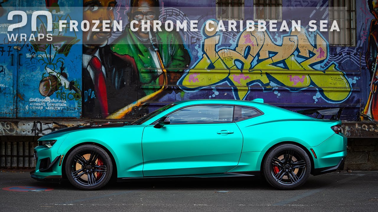 Chevrolet Camaro ZL1 wrapped in Frozen Chrome Caribbean Sea