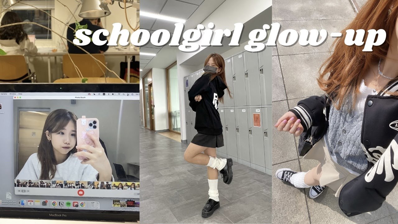 Schoolgirl glowup // korean makeup routine, piercings, hair salon