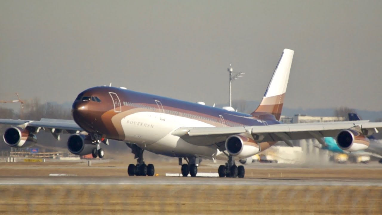 Bourkhan Aviation Airbus A340-313 M-IABU arrival at Munich Airport