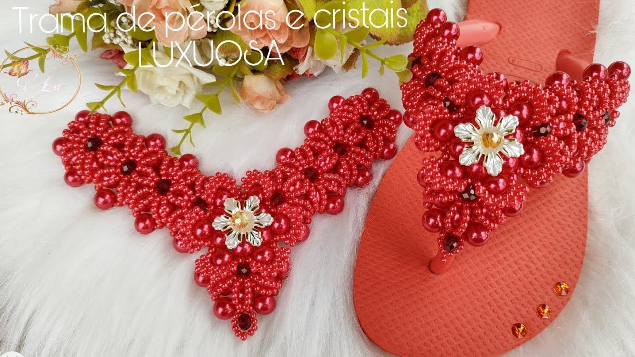 CHINELO LUXO/pérolas e cristais