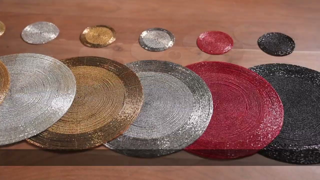 Top selling handmade beaded placemat, Coasters and Napkin Rings | Christmas gift | Golden Silver