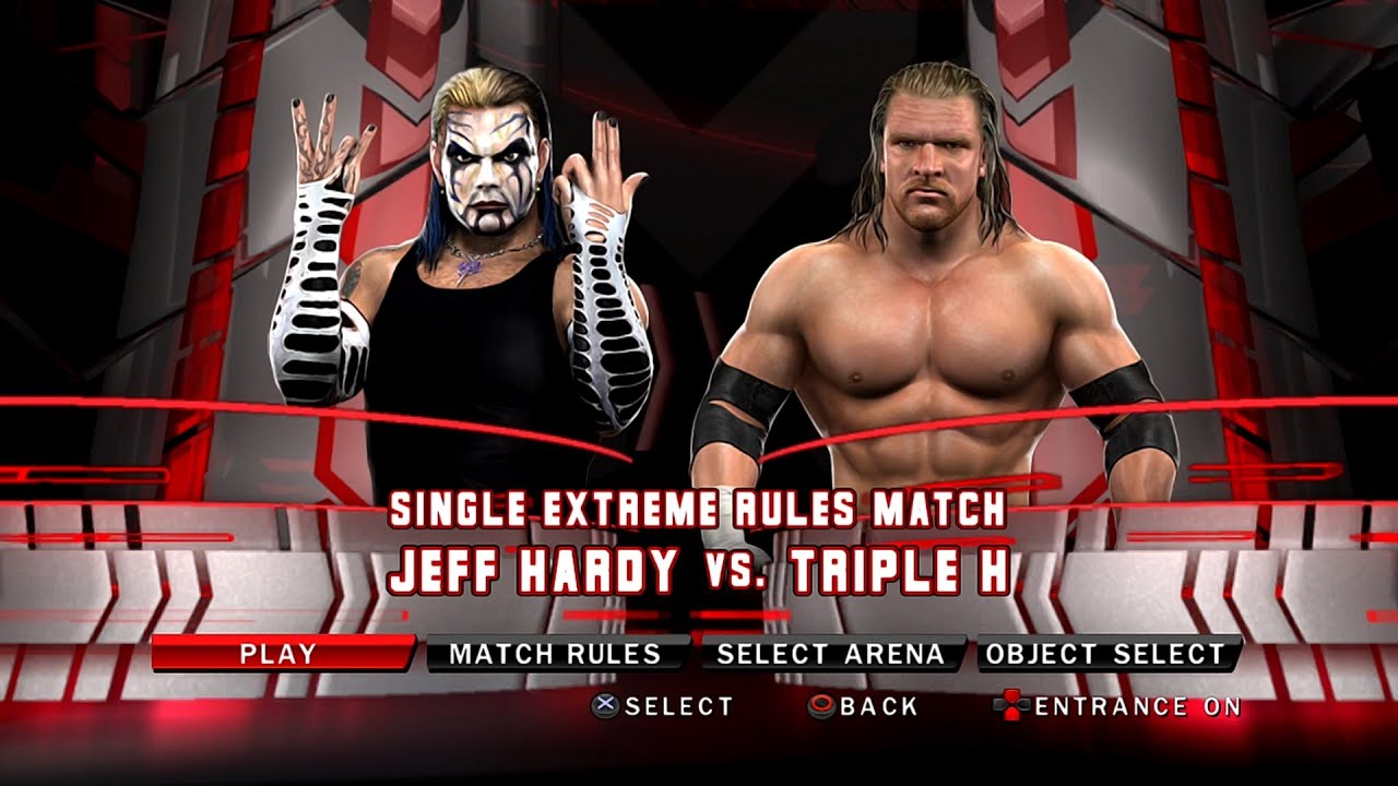 WWE SmackDown VS Raw 2010 PS3 - Jeff Hardy VS Triple H - Extreme Rules [2K][mClassic]
