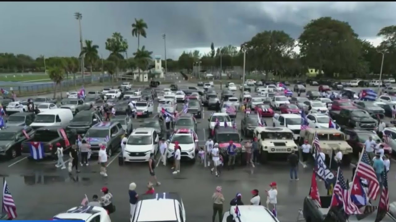 Thousands gather for a caravan supporting the Trump admin's stance on Cuba