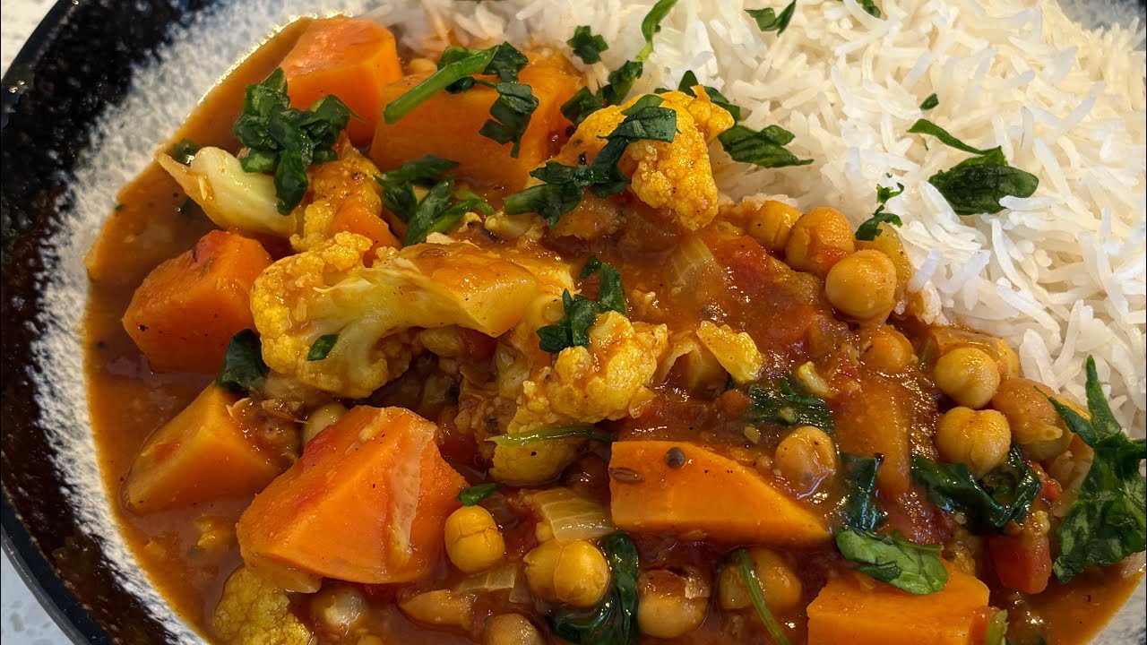 Earthy Sweet Potato, Cauliflower & Chickpea Curry