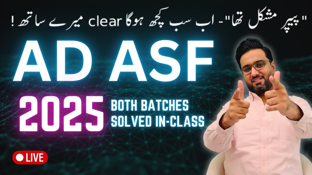 AD ASF 2025 Paper Batch 1 & 2 Solved Live English Portion MCQs Important for all Upcoming FPSC Jobs