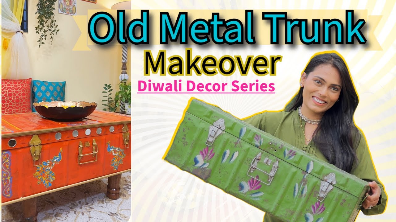 Old Metal Trunk Makeover | Small Living space transformation | Metal Trunk Makeover