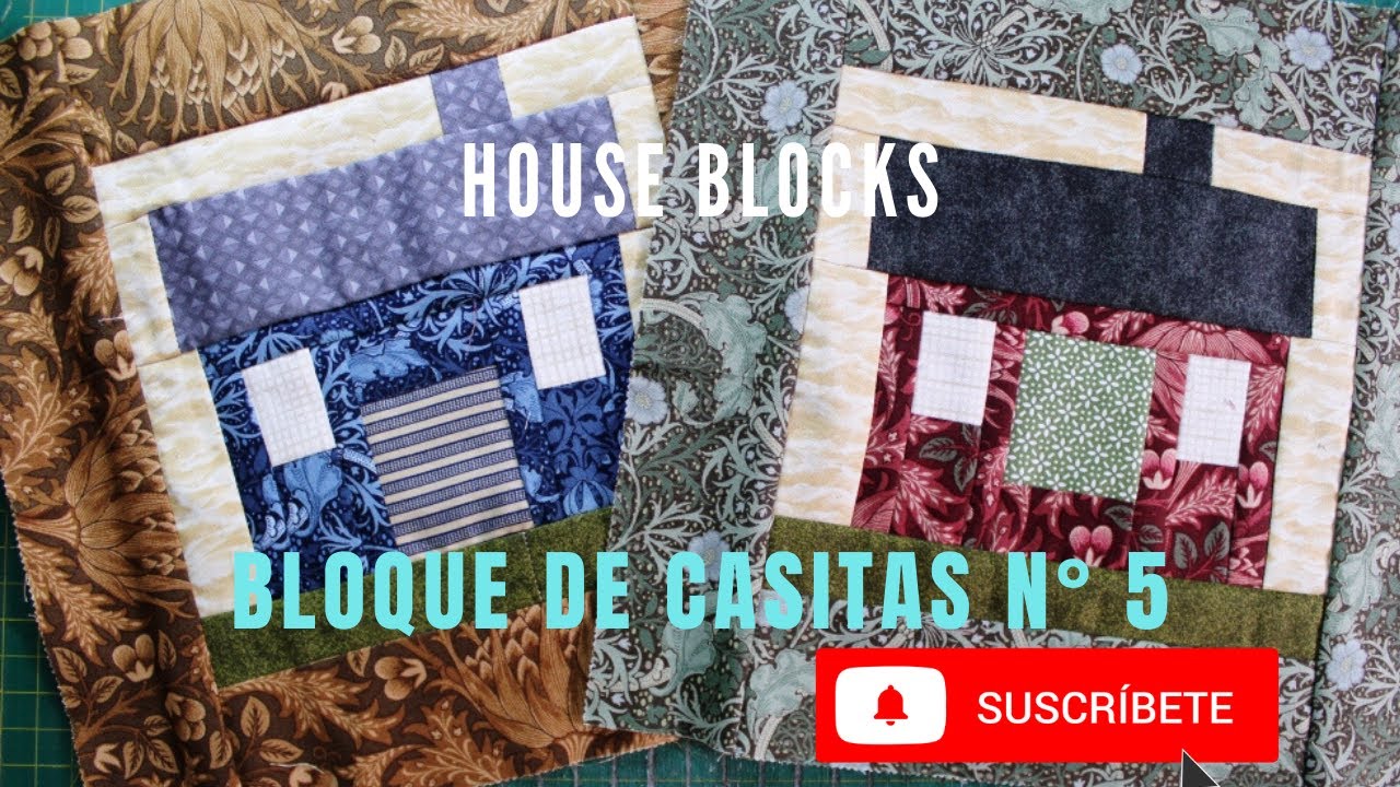 Bloque de casitas N° 5 con la técnica de patchwork.