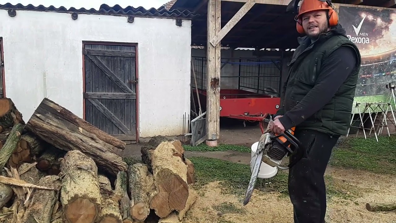 Tűzifa darabolás Stihl 046