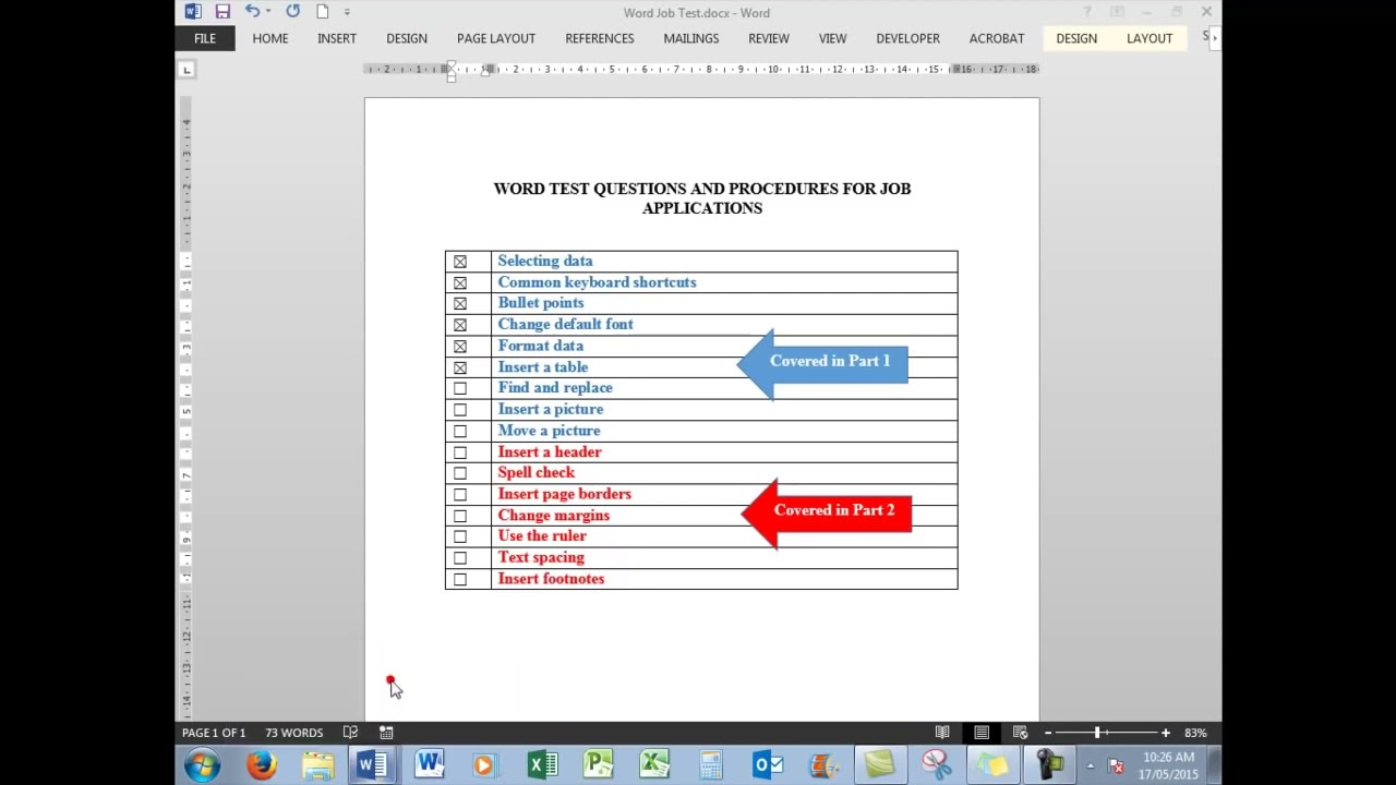 Часть 1 &mdash; подготовка к тестам по Microsoft Word &mdash; все версии