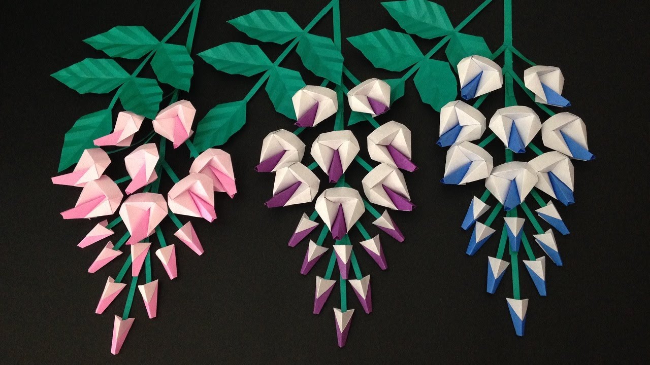 折り紙 藤の花 立体の 折り方 Origami Wisteria flowers tutorial（niceno1）