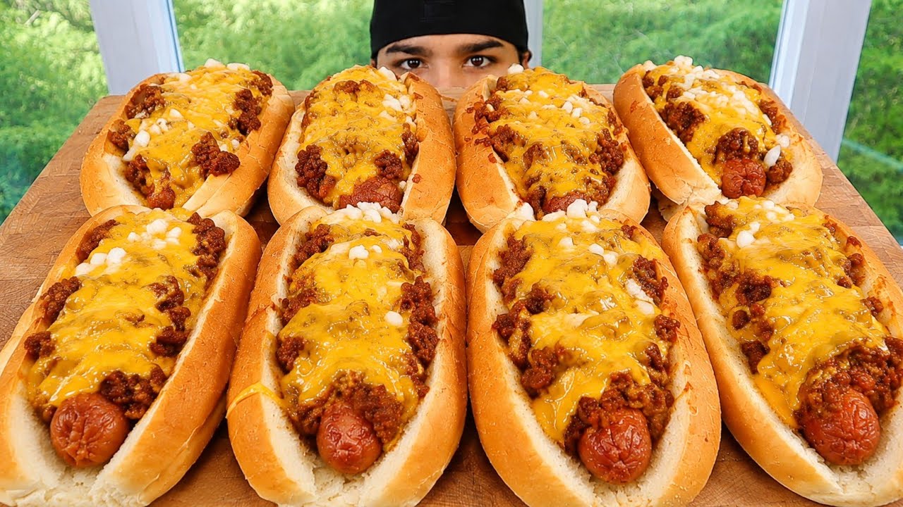 CHILI CHEESE DOGS ASMR MUKBANG 