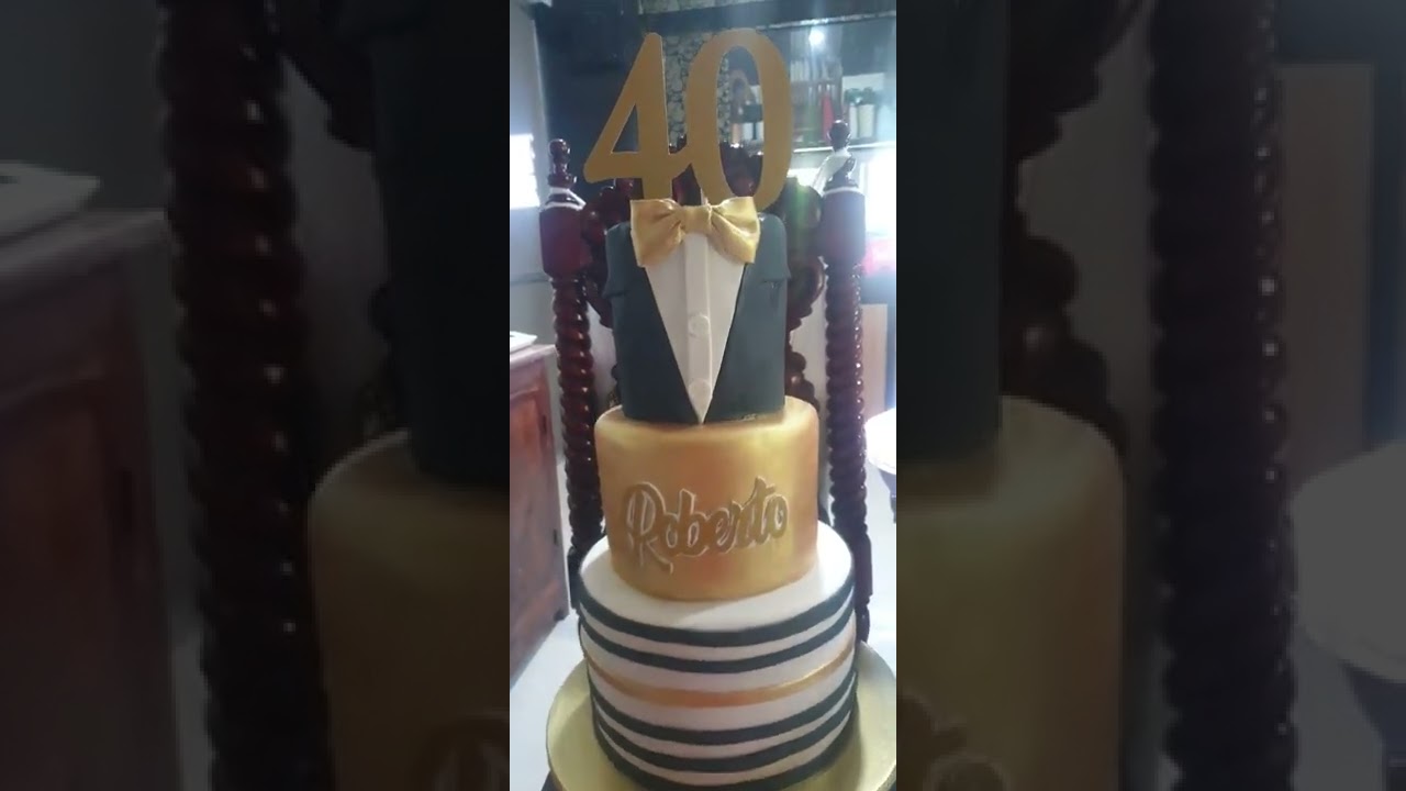 TUXEDO THEME 3 TIER CAKE #fondant #shorts