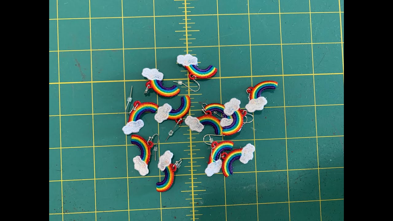 FSL Rainbow Earrings - In the Hoop design by LLH Embroidery