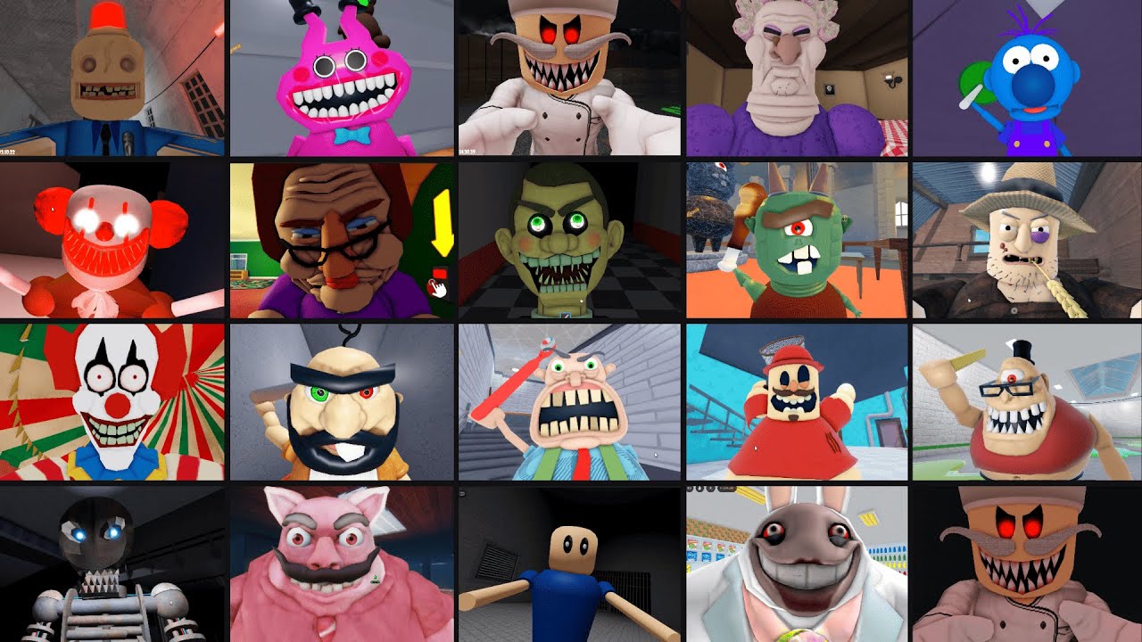 EVIL GRANDMA, MR POP’S, TEAM SCHOOL, MISS HAPPI’S, PAPA PIZZA, DHUUR, MR FUNNY, ROBLOX JUMPSCARE'S