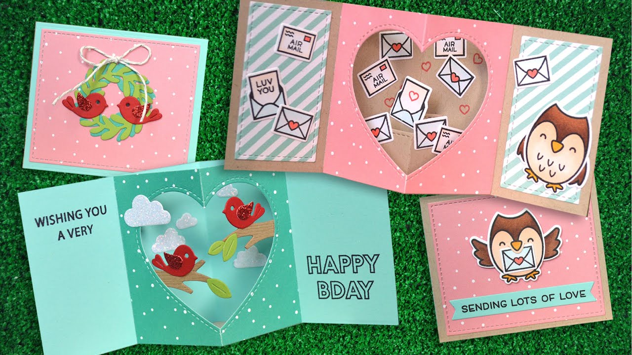 Center Picture Window Card Heart Add-On + 2 cards from start to finish