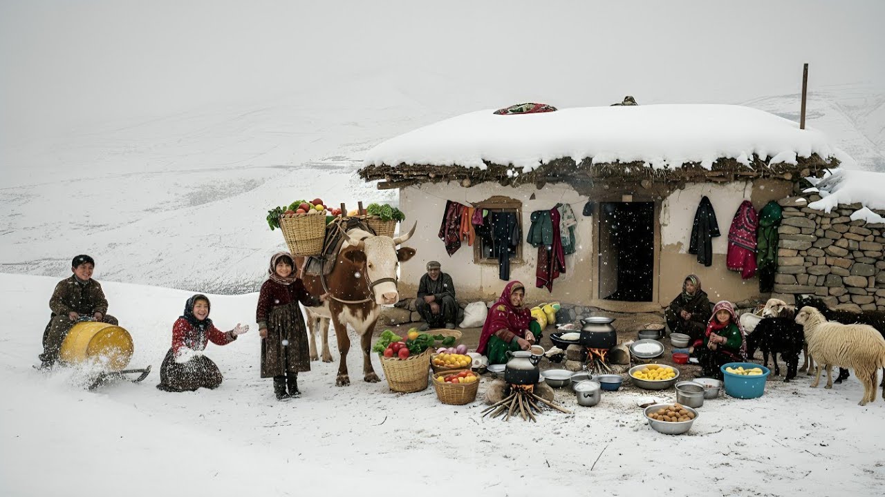 Surviving Extreme Winter in Afghanistan&rsquo;s Coldest Mountain|Village Life,Cooking,Kids&rsquo; Sledding.
