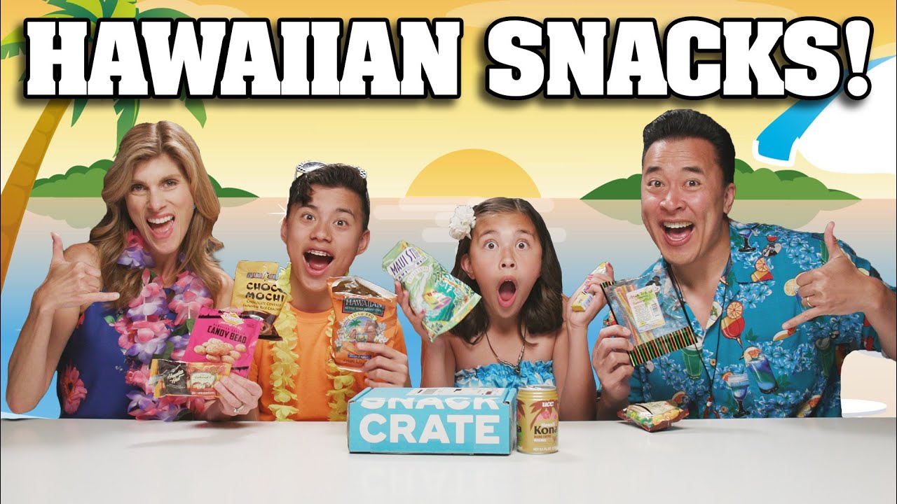 TRYING HAWAIIAN SNACKS!!! Family Snack Challenge - Snack Crate!