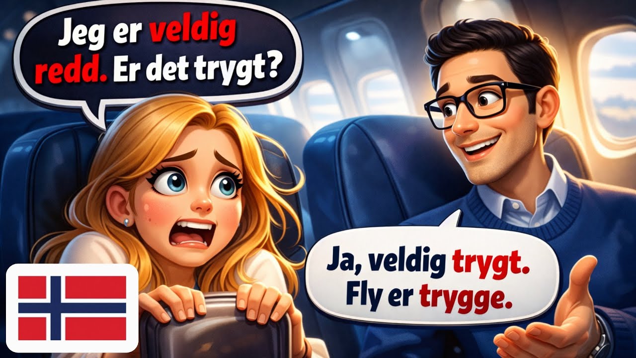 🇳🇴 15 Диалогов о Тревоге в Аэропорту на Норвежском (A1-A2) | Эмоции Первого Полёта