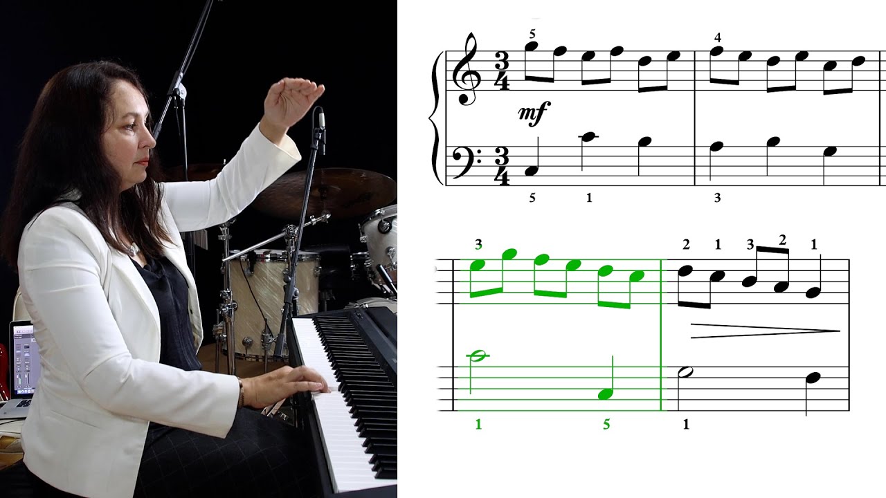 Rameau - Menuet en Rondeau. Piano tutorial with a score, visualisation and technique. Fast and slow