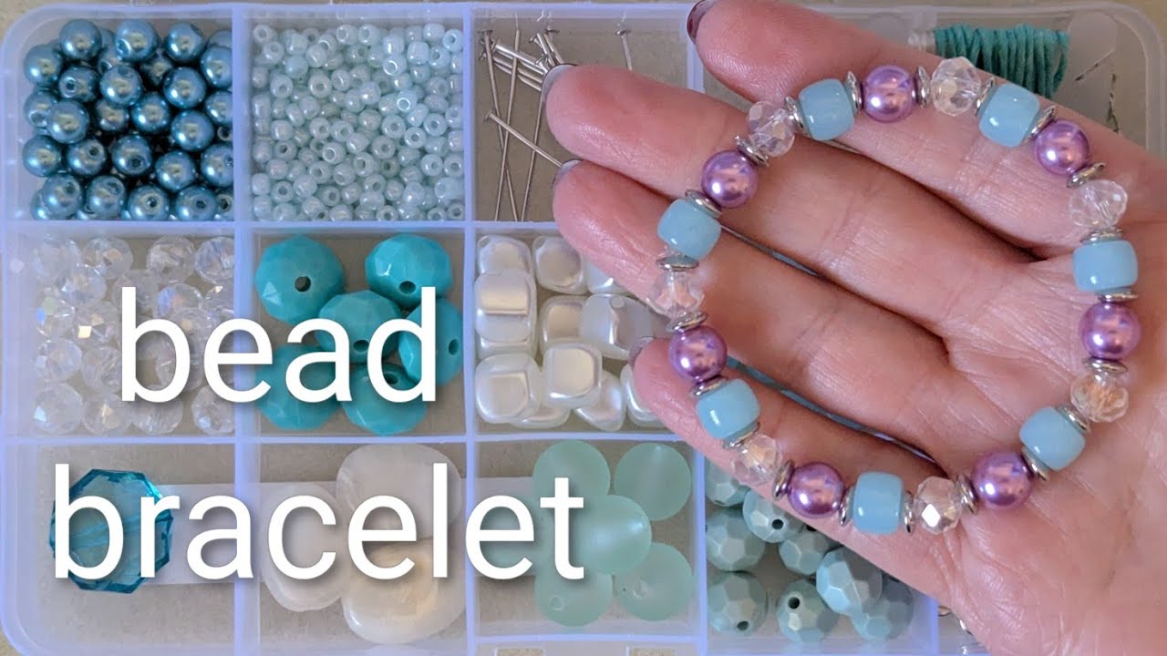 Making a Blue & Purple Elastic Bead Bracelet #bracelet #beads #jewelry 