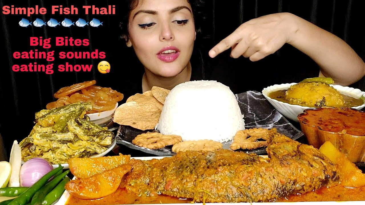 Eating huge rice with whole fish curry | Dal chawal eating| Indian Sweets asmr | Big Bites | Mukbang