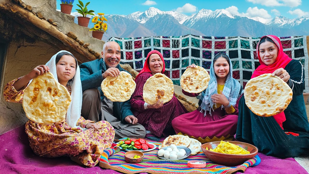 Village Cooking in Afghanistan — Frying Potatoes & Baking Chapati Bread Together in Bamyan