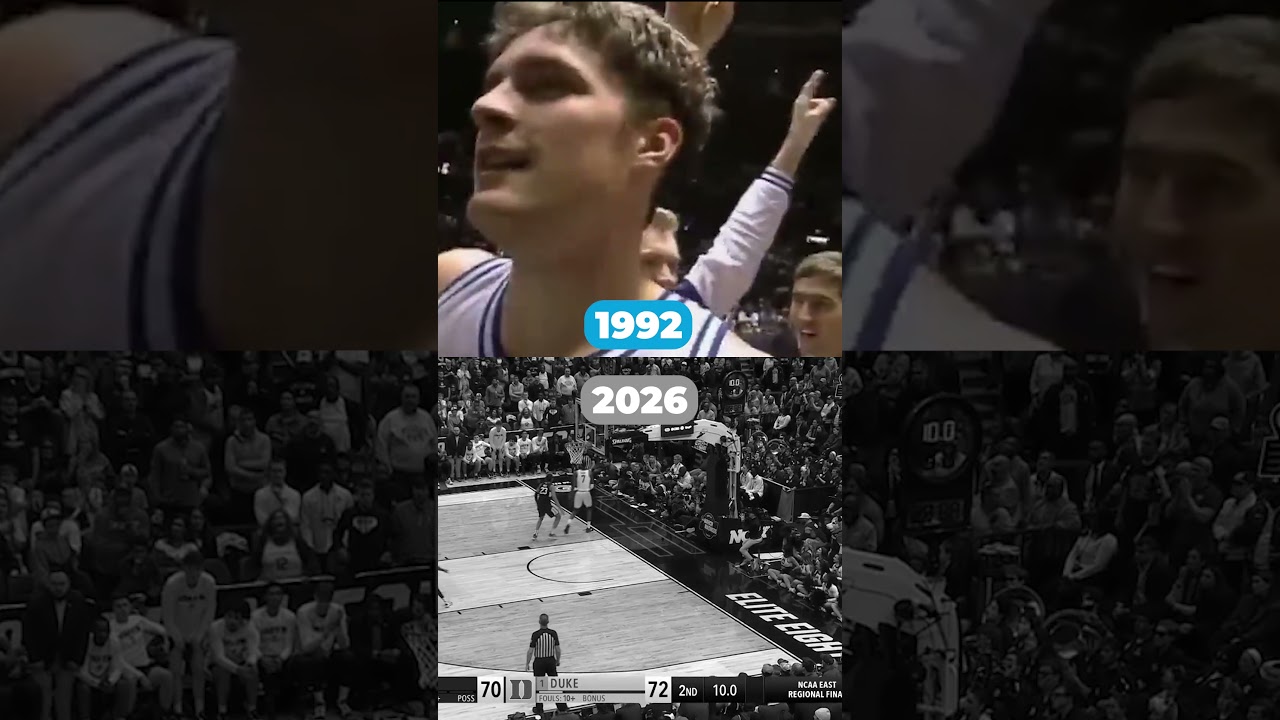 The greatest basketball shots EVER: Laettner in '92 and Mullins' in 2026 😱 #shorts