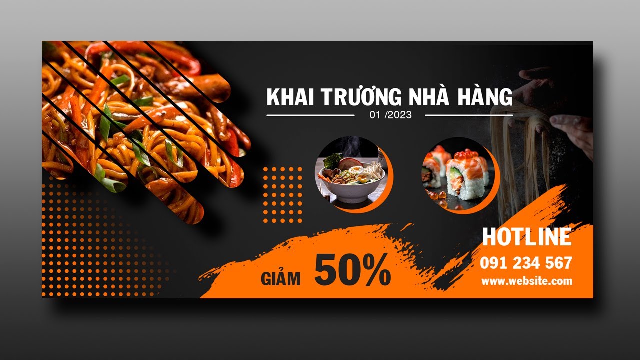 Thiết Kế Banner Bằng Photoshop: Nhà hàng thực phẩm