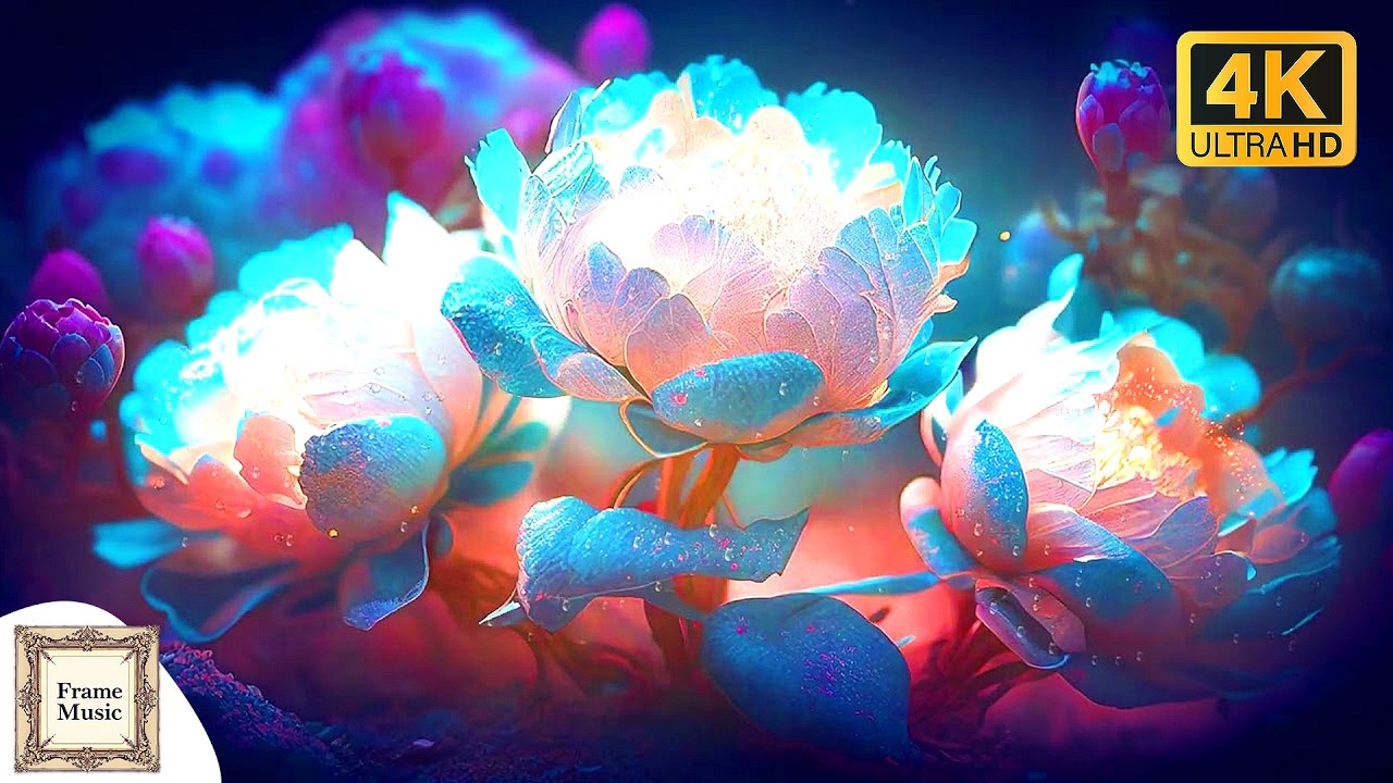 Bioluminescent Forest Ambience: Relaxing Music & Glowing Mushrooms 4K #vintagearttv  #frametvart4k