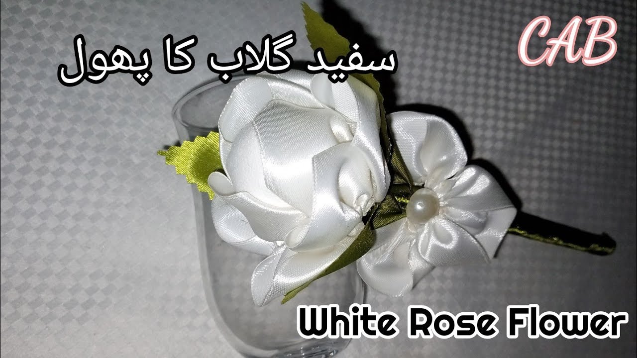 How to make White Rose Flower With Ribbon