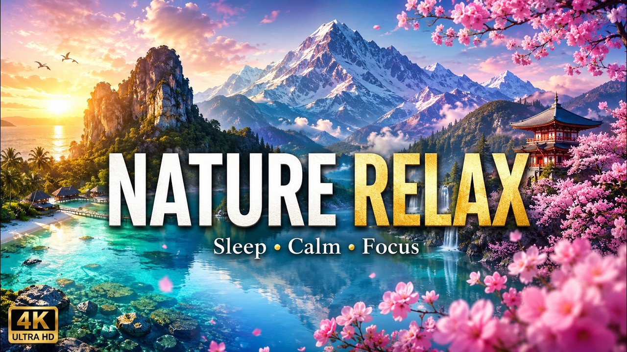 Nature Therapy 4K | Relaxing music to reduce stress, aid meditation, and promote deep sleep ✨