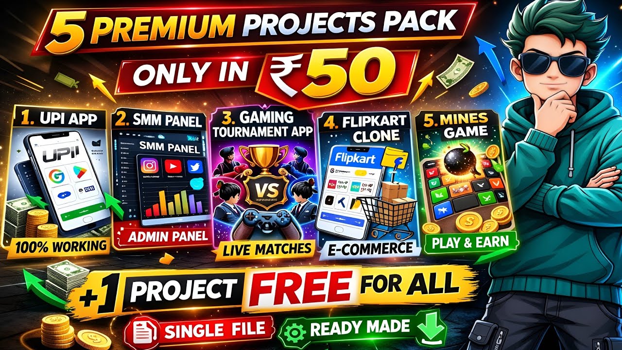 5 Premium Projects Pack for ONLY ₹50 🚀 + 1 FREE Bonus | Full Source Code