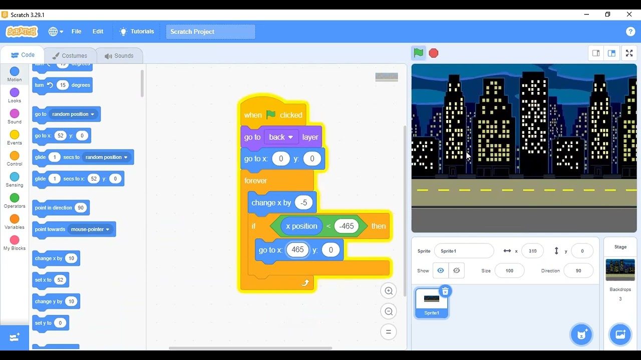 Moving background in scratch, City traffic in Scratch #scratch #programming #games