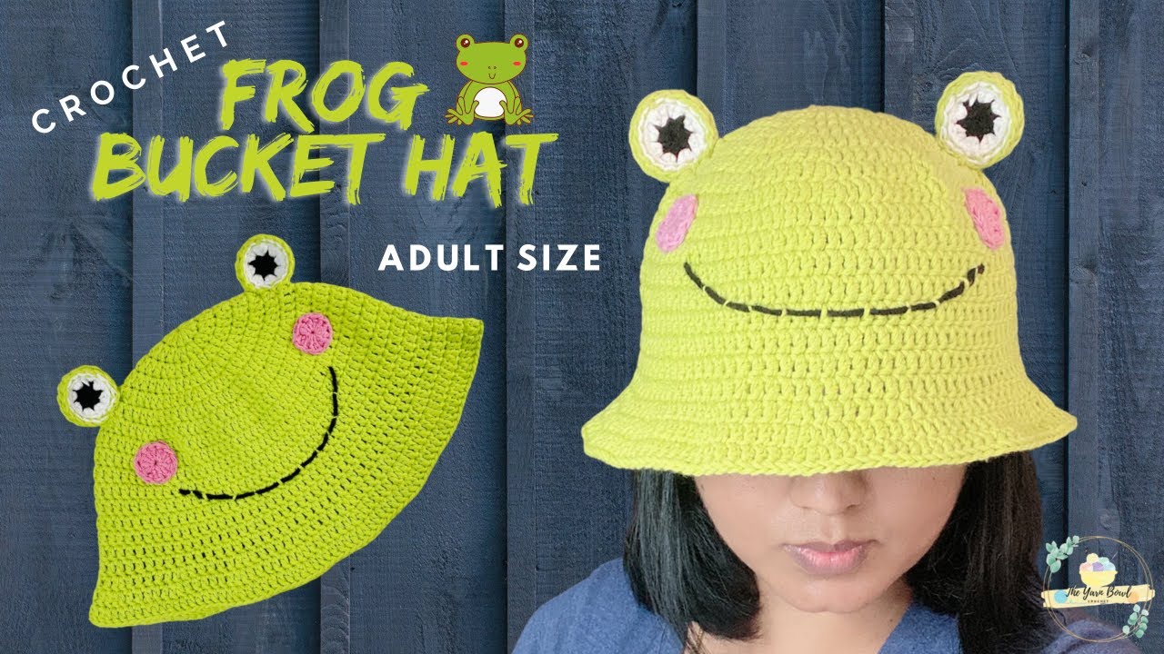 Crochet Easy Frog Bucket Hat | Adult Size Hat | Crochet Frog Hat