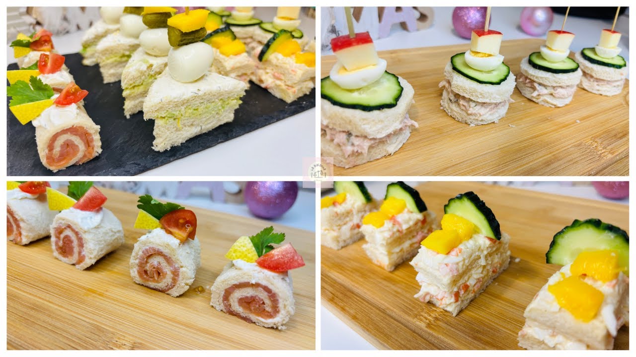🎄4 IDEAS DE CANAPÉS CON PAN DE MOLDE en 20 MINUTOS! ⏰