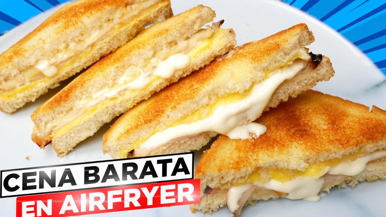 SANDWICH BIKINI 🥪 en FREÍDORA DE AIRE sin MANTEQUILLA (de JAMÓN y QUESO) 🍳 en MINUTOS (AIRFRYER)