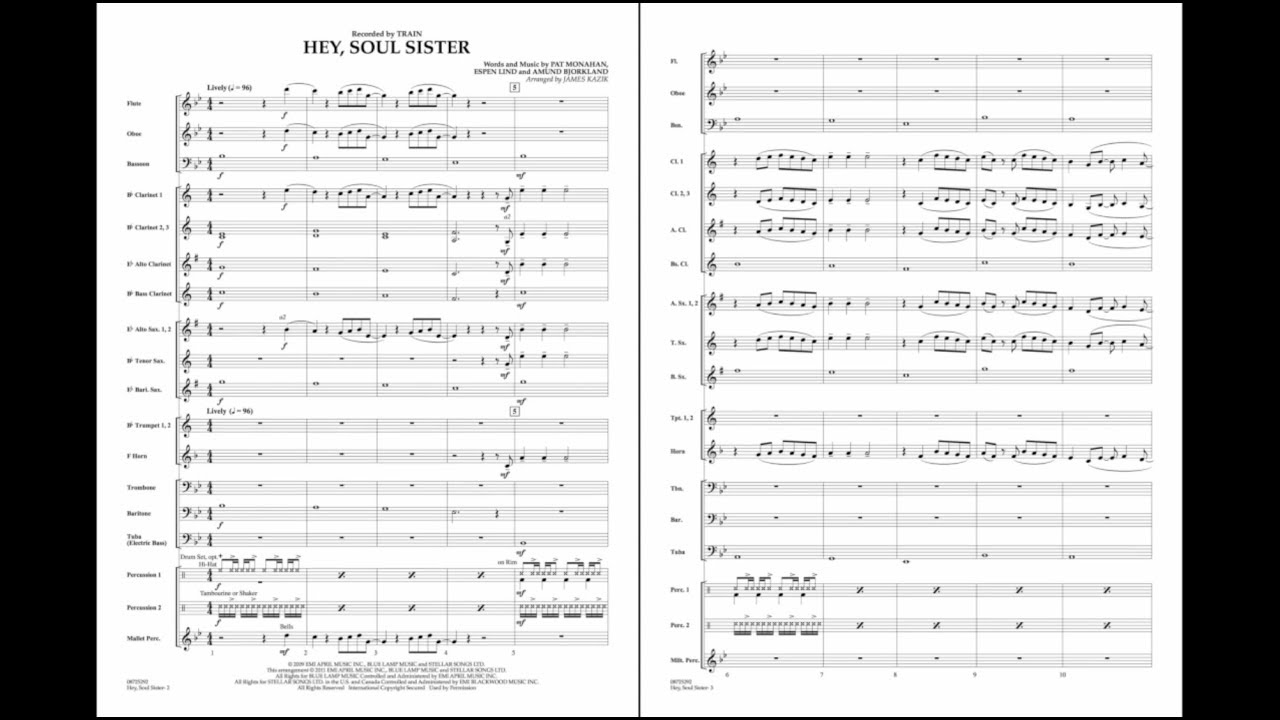 Hey, Soul Sister arranged by James Kazik