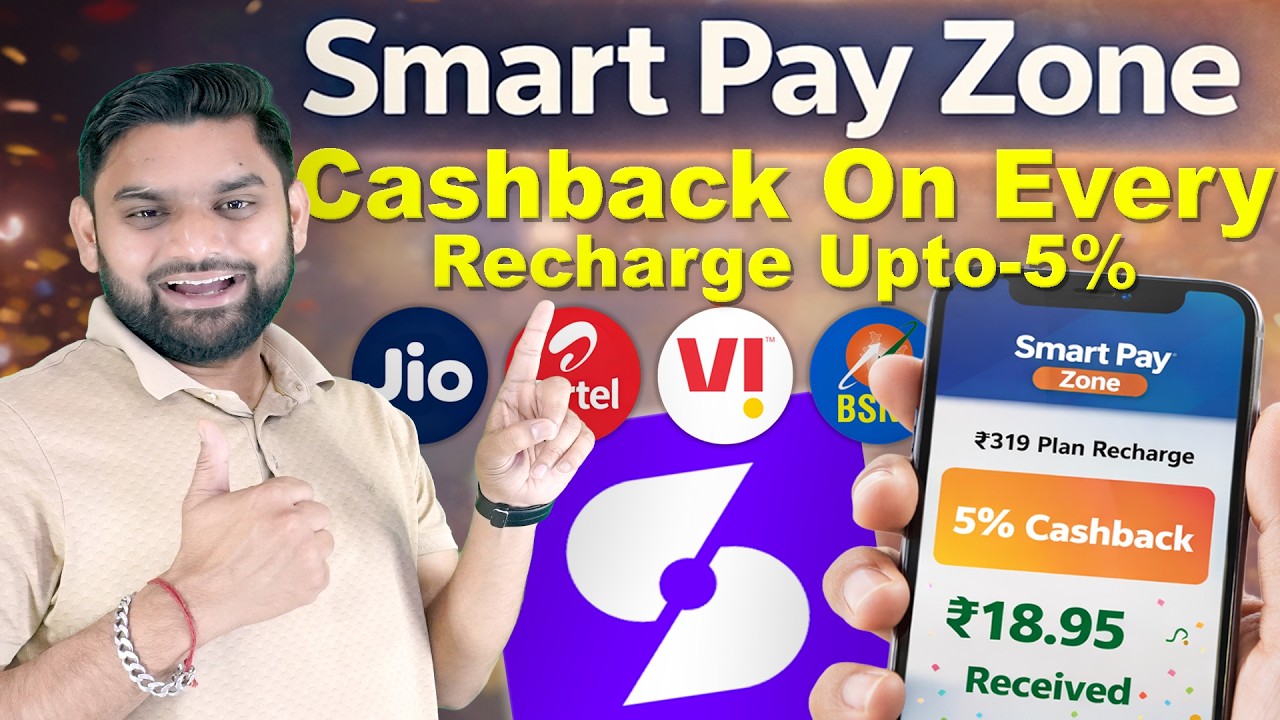 Best Recharge App 2026 🔥 Get Upto 5% Cashback | Jio Airtel Vi BSNL | Smart Pay Zone Bill Payment App