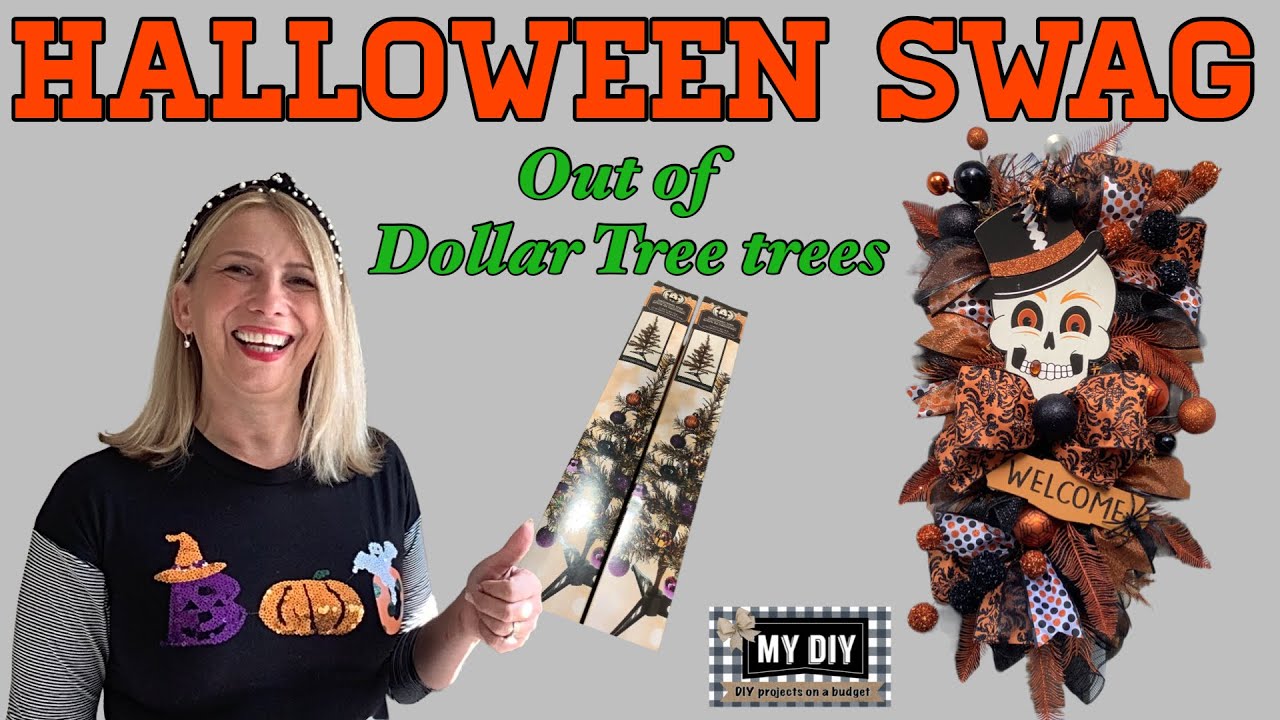 DOLLAR TREE HALLOWEEN WREATH | HALLOWEEN SWAG | HALLOWEEN TREE DIY | VINTAGE HALLOWEEN DECORATION