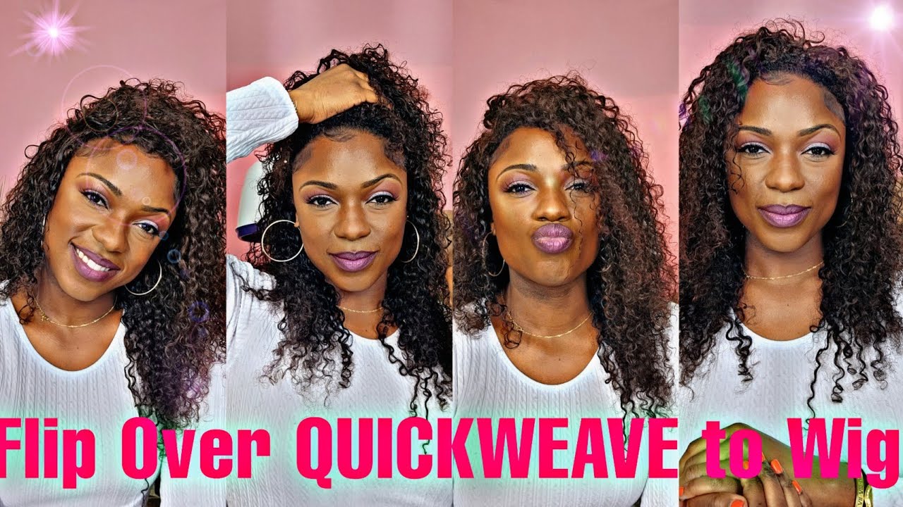 FLIP OVER METHOD QUICKWEAVE made into a WIG on short hair!!