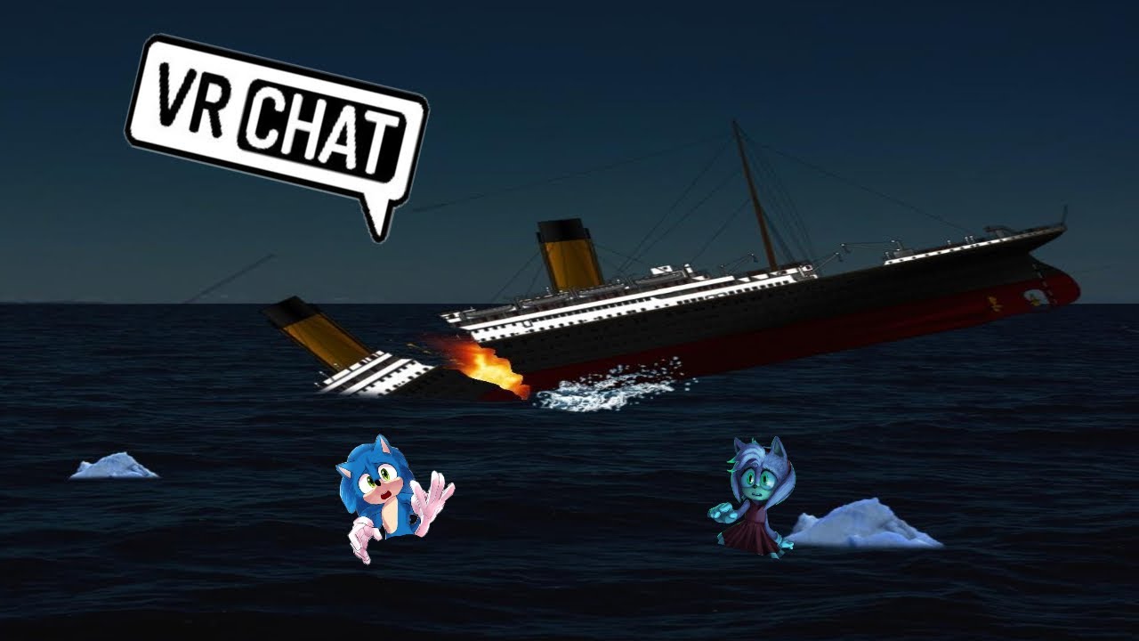 Movie sonic and Movie Amy sinking in the titanic VRchat.
