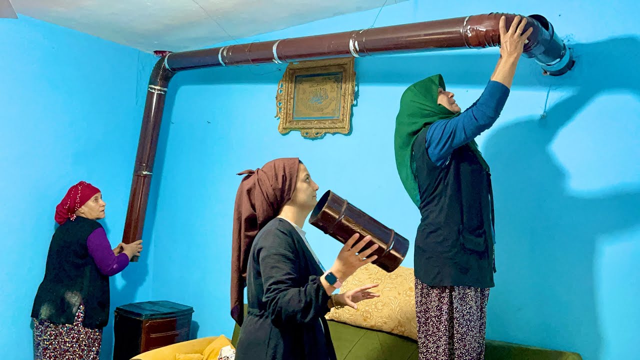 Halam'ın Köy Evi Sobasını Kurduk | Soğuk Havada Sıcak Sobalı Köy Evi