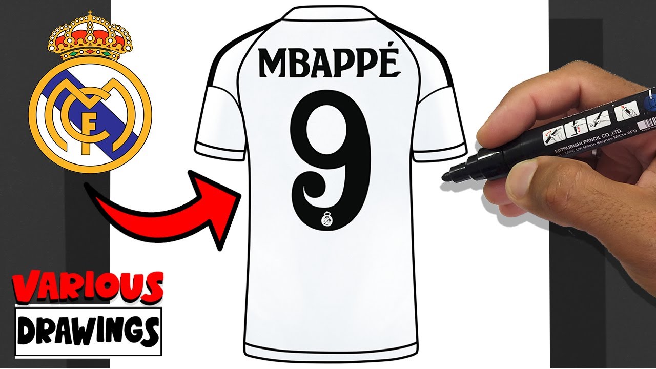 How To Draw MBAPP&Eacute; Real Madrid - Champions League UEFA 2025 - Shirt 9