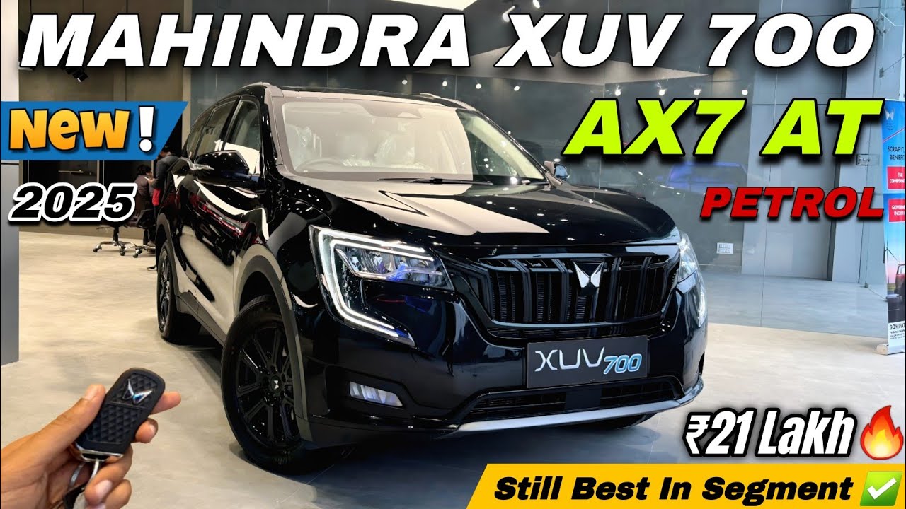 2025 Mahindra XUV 7OO AX7 AT Petrol Black Walkaround Review ✅ | XUV 7OO AX7 AT Petrol 7 Seater 🔥