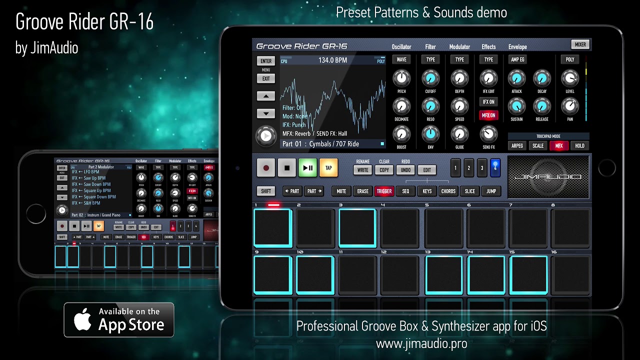 Groove Rider GR-16 for iOS : patterns & sounds preview