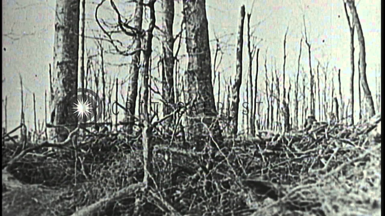 US soldiers under gas attack in France during World War I HD Stock Footage