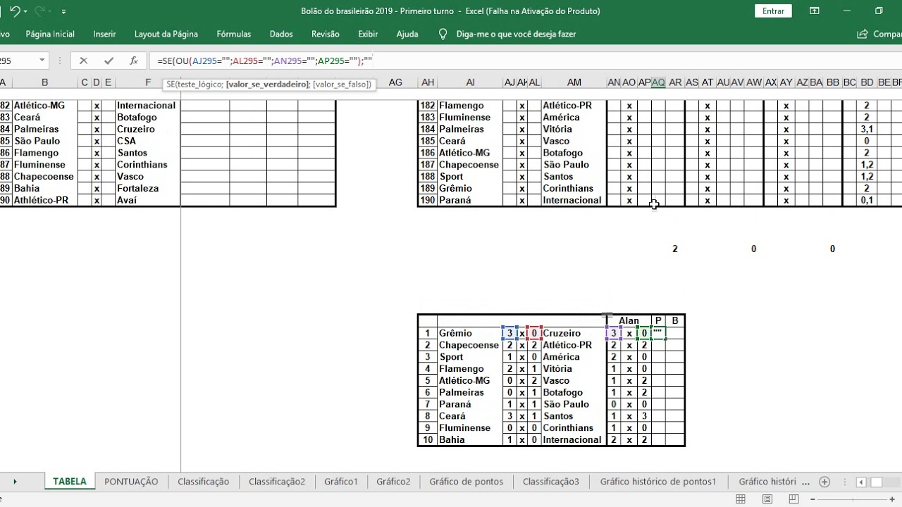 Tutorial bolão (Excel) - fórmulas de pontuação e de bônus