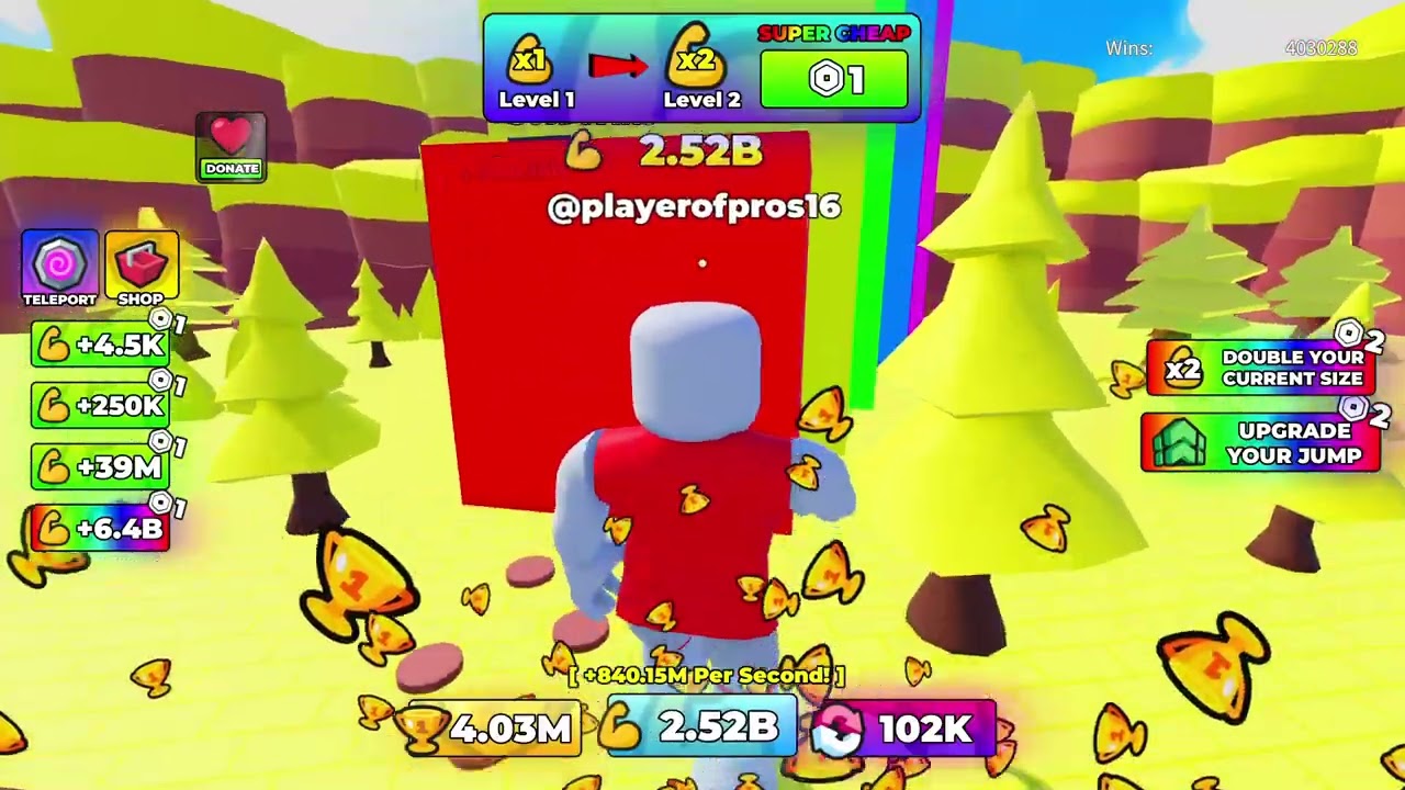 Trying to get 1T strength in 1+ auru game [roblox]