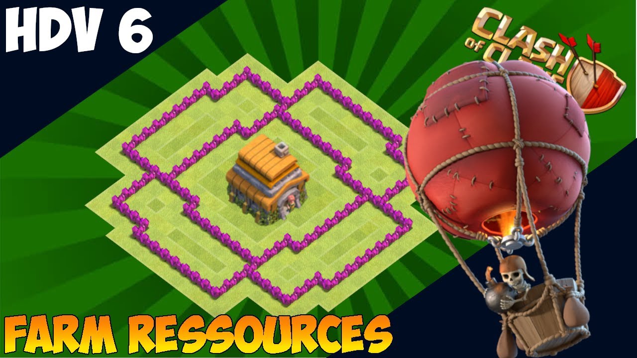 HDV 6 farming/hybride AVEC LIEN | Protection des ressources | Clash of clans